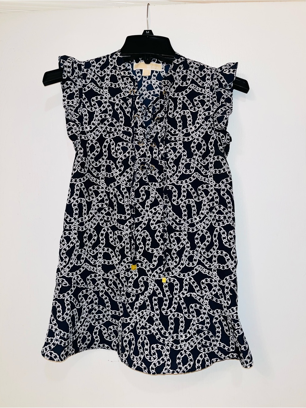 MICHAEL KORS Chain-Print Ruffle Blouse